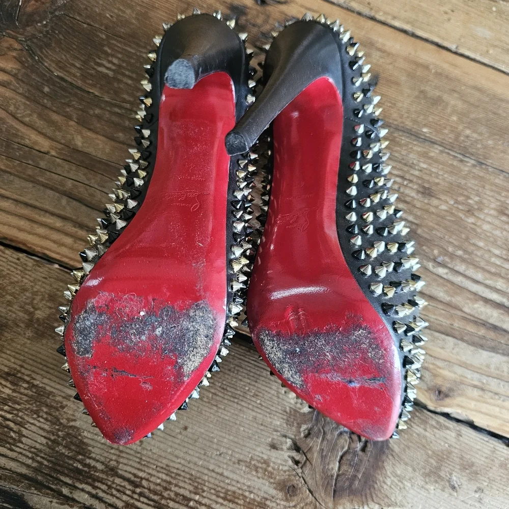 CHRISTIAN LOUBOUTIN Calfskin Daffodile Mix Spikes 160 Pumps Sz 41 - Picture 13 of 15
